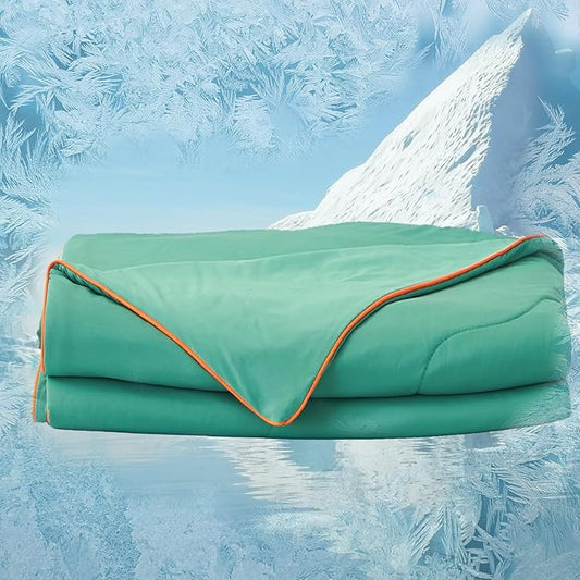 MorroMorn Cooling Comforter for Hot Sleepers & Night Sweats - IceyRest Cold Touch Technology, Lightweight Summer Blanket Breathable Silk Smooth (Watermelon Green, Full Queen Size 90"x90")
