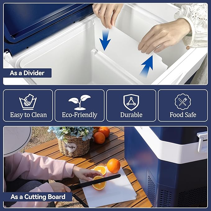 12 Volt Refrigerator Car Fridge Portable 12V 45 Quart Freezer Compressor Cooler 12V/24V DC 110～240 V AC for Truck Van RV Camper SUV and Home Use