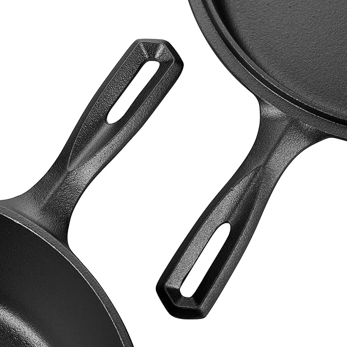 Pre-seasoned Cast Iron Double Dutch Oven Pot with Skillet Lid, for Bread Baking, Outdoor, Campfire Cooking, 3 Quart