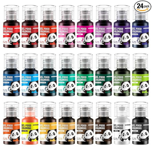 Gel Food Coloring Set - Concentrated Vibrant 24 Colors Edible Food Grade Dye for Cake, Icing, Macarons, Cookies, Baking Decoration, Fondant, DIY Soap, Bath Bombs - 8.1 fl.oz (10ml/Bottle)