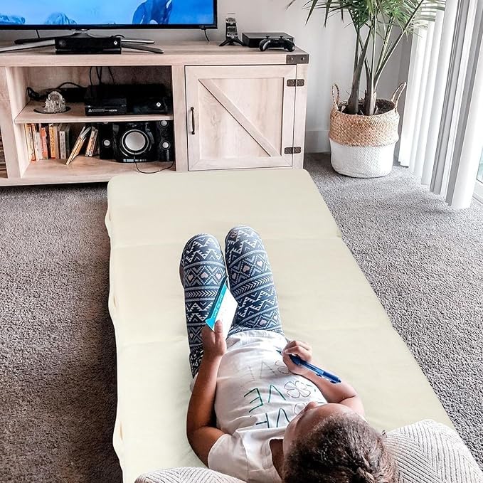 MeMoreCool Foldable Floor Mattress for Kids, Toddler Floor Nap Mat for Sleeping Daycare, Small Child Foldable Bed, Trifold Futon Portable Tri Folding Mattress, 57x22 Inch