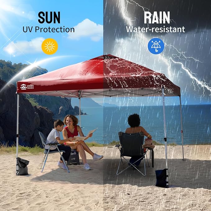 CROWN SHADES 12x12 Canopy Replacement Top - Only Compatible with Crown Shades RM144 Series, Silver Coated with Air Vent, Red (Top Only)