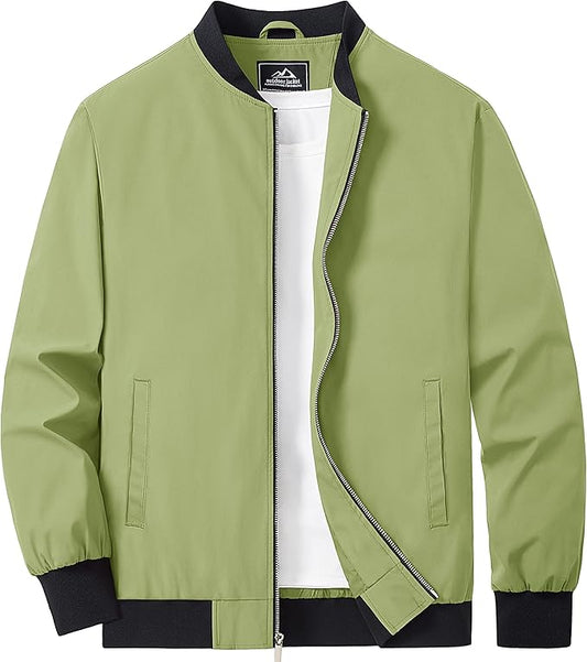 MAGCOMSEN Men's Bomber Jacket Lightweight Casual Zip Up Windbreaker Spring Fall Golf Coat with Pockets