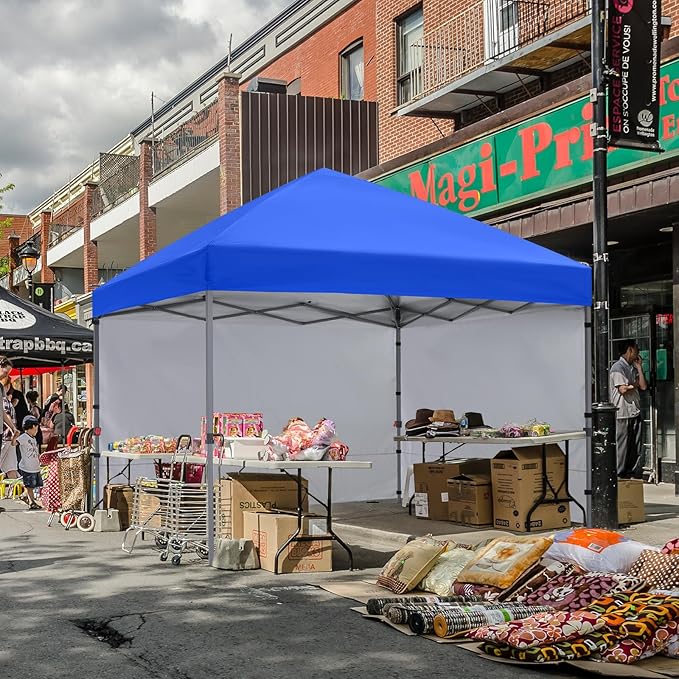 COOSHADE Pop Up Canopy Tent 10x10 with 2 Sidewalls, Outdoor Shade Instant Canopy Tents(Royal Blue)