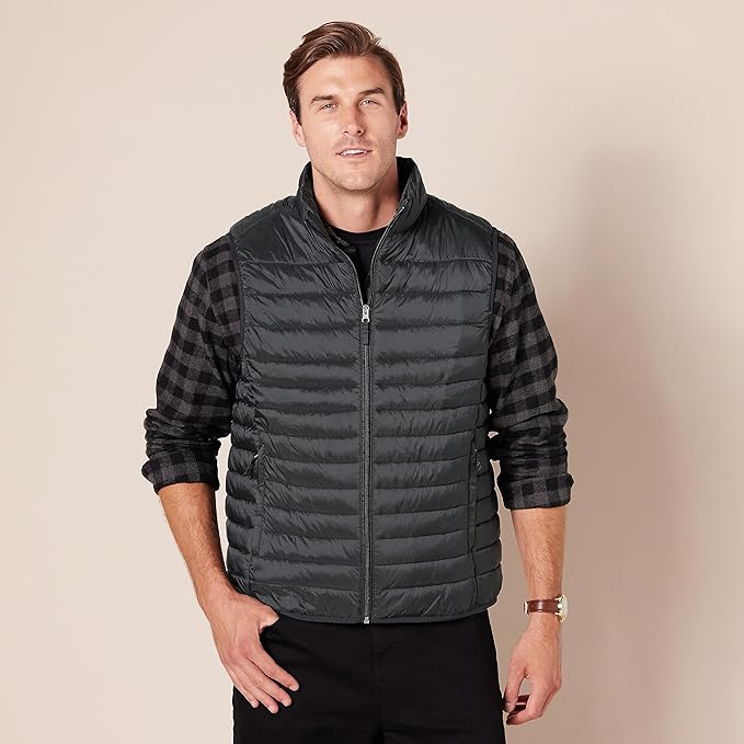 Amazon Essentials Mens Lightweight Water-Resistant Packable Puffer Vest