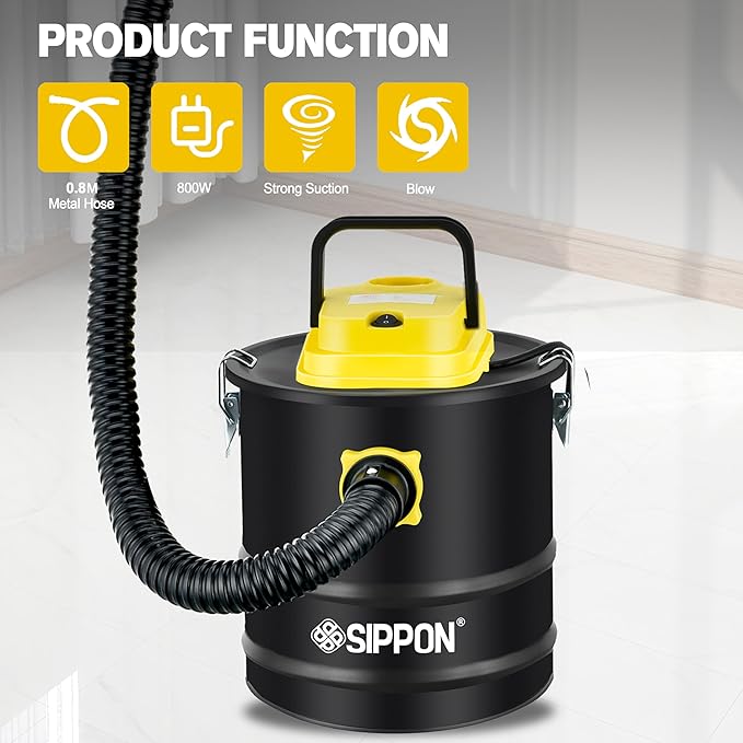 Ash Vacuum Cleaner, Pellet Stove Vacuum Cleaner with Blower Function, 800W Powerful Suction 2.6 Gallon All-in-One Ash Vacuum for Fireplaces, Pellet Stoves
