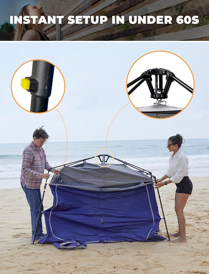 KingCamp Instant Shower Tent, Portable Superior Stable Privacy Shelter, 2 Large Rooms Outdoor Toilet Tent with Floor for Beach, Camping & Hiking, Setup in Under 60s