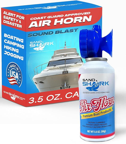 SandShark Premium Air Horn Handheld Canister-Very Loud Airhorn, Coast Guard Approved Boat Horn, Boat Horn Marine, Air Horns For Safety, Camping Air Horns, Air Horn for Dogs, Bear Horn (3.5 oz.)