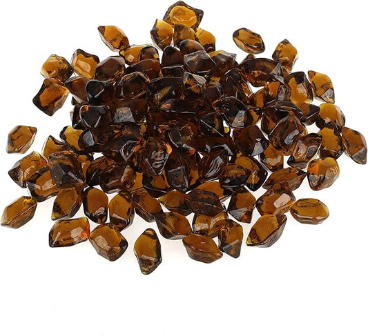Stanbroil 10-Pound Fire Glass - 1/2 inch Polygon Fire Glass for Fireplace Fire Pit and Landscaping, Amber
