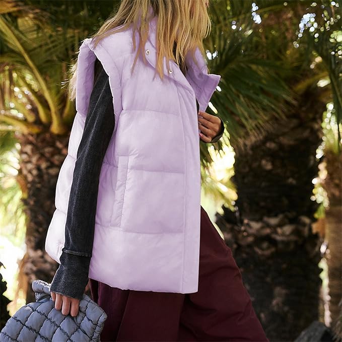 Ainangua Women's Puffer Vest Stand Collar Zipper Sleeveless Jackets Winter Lightweight Vests Warm Padded Jacket Coat