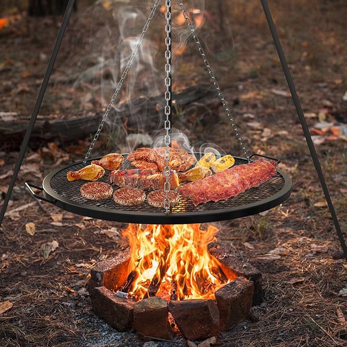 onlyfire X-Marks Fire Pit Grill Grate for Camping Cooking, Round BBQ Grate Campfire Cooking Equipment, 30 inch