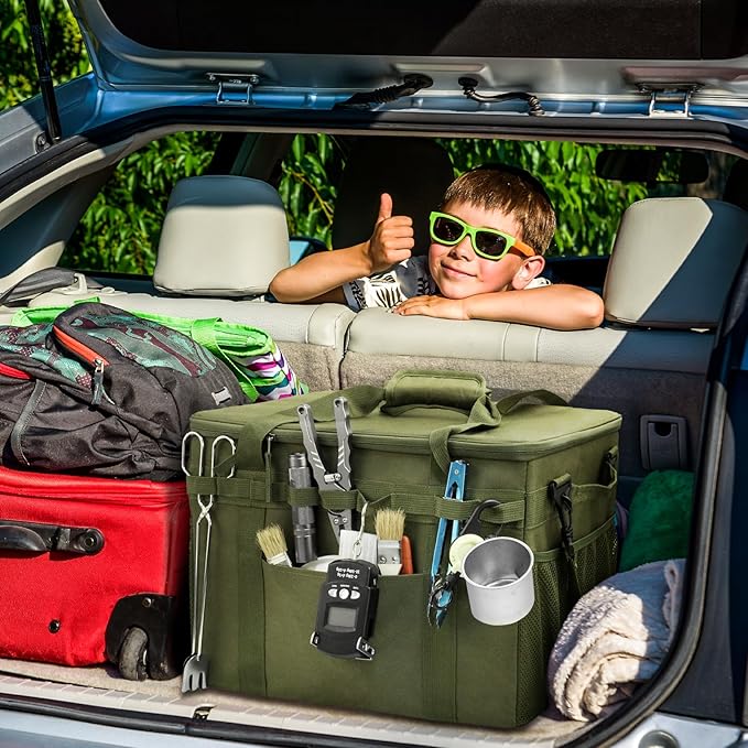 FUNANASUN Multi-Functional 40L Tactical Camping Storage Bag with Customizable Compartments & MOLLE System for Camping, Hiking, and Vehicle Organization