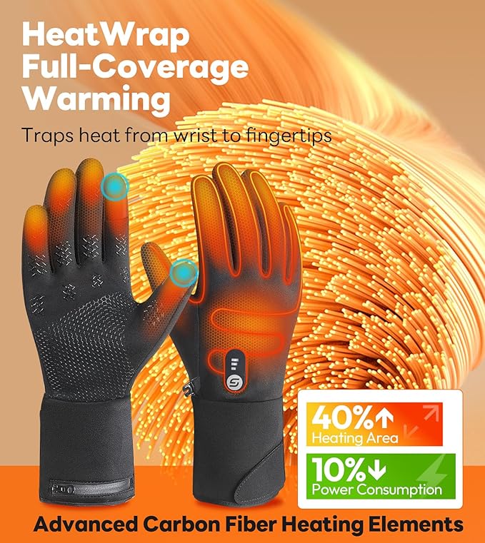 JS LifeStyle Heated Gloves for Men Women HG02,7.4V 3000mAh Rechargeable Battery Soft with Touch Screen and Light-Off Design for Winter Driving Cycling Motorcycle