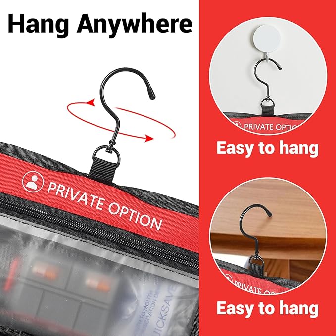 First Aid Kit with Labeled Pockets, 450 Piece Well-Organized Large Trauma Medical Kit for Home, Travel, Sports, Business, Office, Portable Professional Emergency Bag Fully Stocked for Outdoor