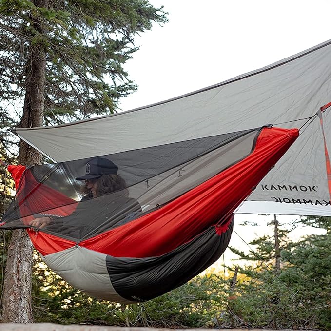 KAMMOK Mantis Ultra Light Hammock, All Seasons, Mosquito Net, Storage Bag, Camping, Outdoor Activities - Ember Orange