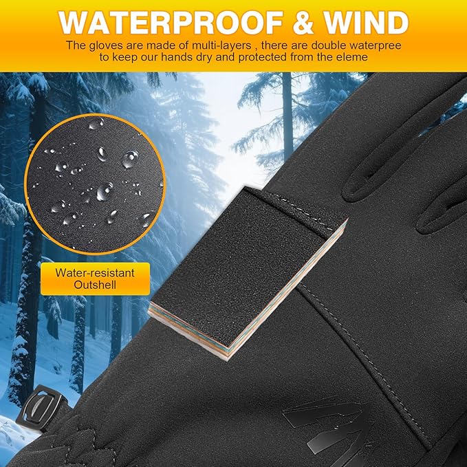 Moon Kitty Women’s Winter Waterproof Running Gloves Windproof Thermal with Touchscreen Fingers Cold Weather Gloves for Women