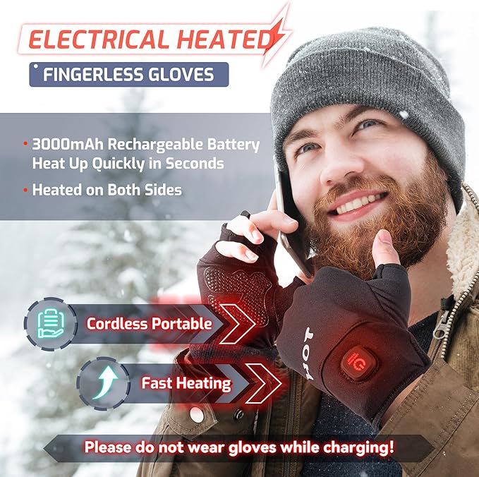 Heated Gloves for Men Women- Rechargeable Touchscreen Cold Winter Work Arthritis Pain Relief Hand Warmers Hot Compress Reusable, Heated Gloves for Cold Winter Arthritis Hands Skiing Hunting