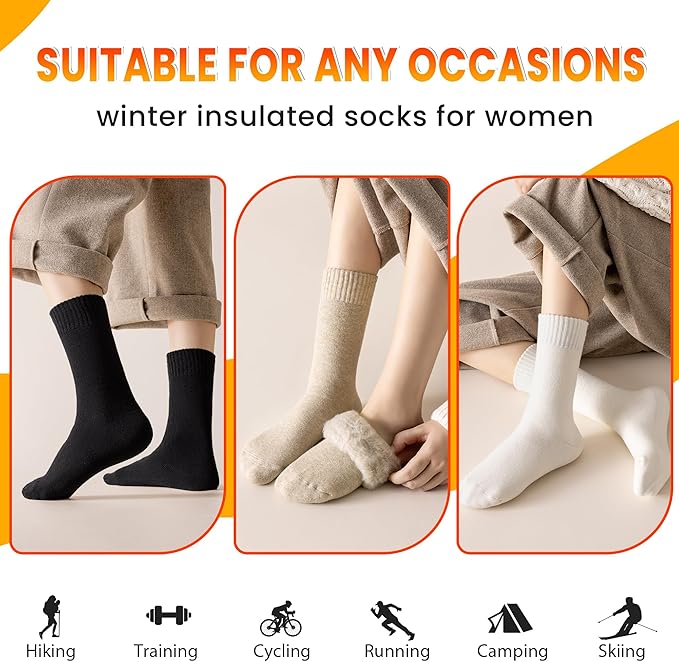 Velice Winter Warm Thermal Socks for Women Extra Thick Insulated Heated Crew Boot Socks for Cold Weather 5 Pairs