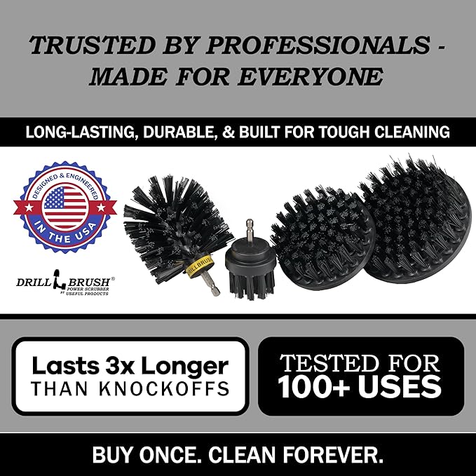 Drillbrush BBQ Grill Cleaning Kit - Safe Nylon Grill Brush | Drill Brush Set - Ultra Stiff Power Scrubber Attachments for Loose Paint, De-Scaling Rust and Graffiti Removal on Stone, Brick and Masonry