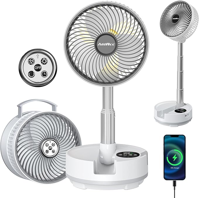 20000mAh Battery Operated Fan, Rechargeable Portable Fan, 112H Run, 9 Speeds Oscillating with Remote, Battery Powered with Timer & Light for Travel Cruise Essentials RV Outdoor Power Outage