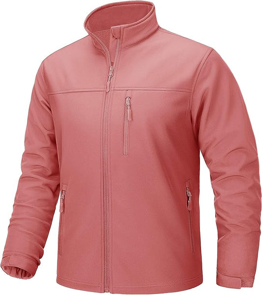 TACVASEN Men's Lightweight Softshell Jacket Fleece Lined Waterproof Tactical Rain Zip Up Winter Coat Windbreaker Casual