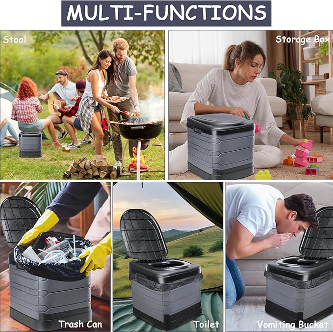 Upgrade XXXL Portable Toilet for Camping, Extra Large Folding Toilet for Adults, Travel Potty for Camping, Hiking, RoadTrip, Car, Tent, Truck Drivers, the Aged