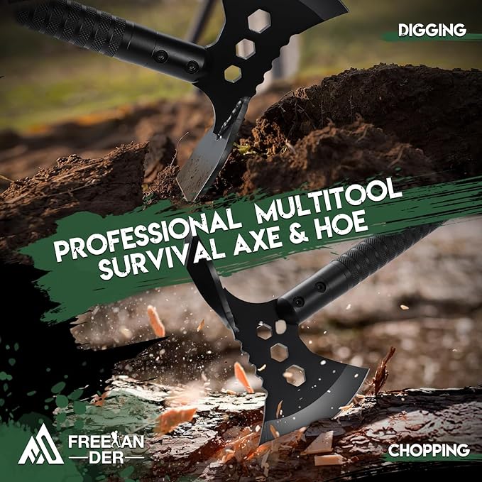 Freelander Tactical Axe 2 Pack, Sharp Tomahawk with Sheath, Portable Tomahawk with Clip and Bottle Opener, Durable Survival Hatchet for Emergency, Hiking and Camping (Multi-Functional Camping Axe)