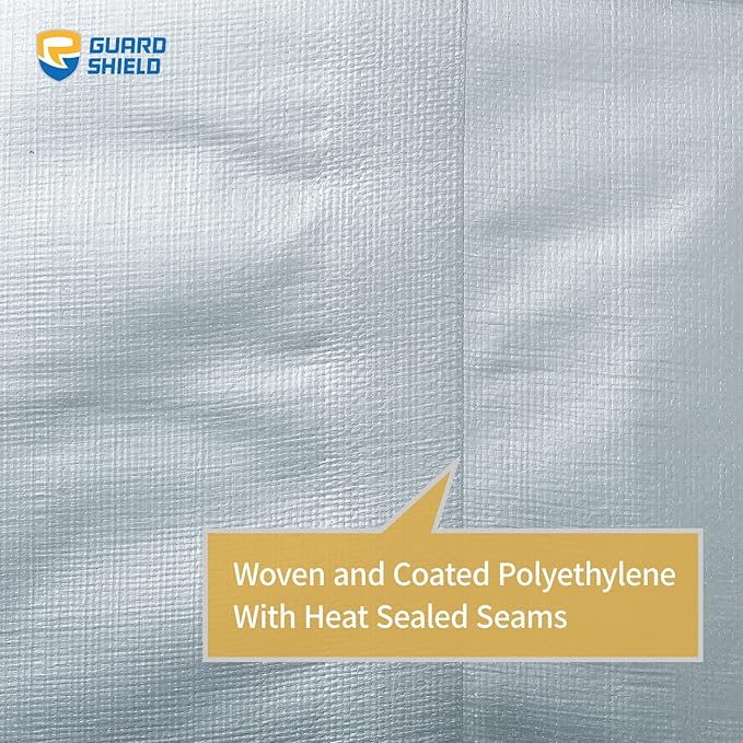 GUARD SHIELD Heavy Duty Tarp 10x12 Feet Silver Multi Purpose Thick Waterproof Poly Tarp Cover 10mil