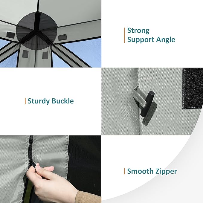 Exacme Portable Gazebo Pop up Tent for Camping, Outdoor Four Sides Pop-up Clam Screen Tent with Canopy Shelter, 1024 (5PC, Silver Grey)