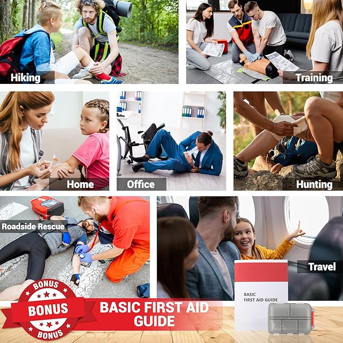 First Aid Kit with Labeled Pockets, 450 Piece Well-Organized Large Trauma Medical Kit for Home, Travel, Sports, Business, Office, Portable Professional Emergency Bag Fully Stocked for Outdoor