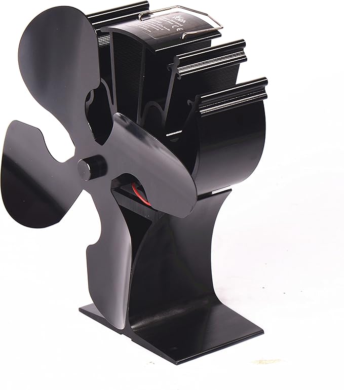VODA Wood Stove Fan New Designed 4 Blades Heat Powered Fans for Wood Burning Stoves/Log Burner/Fireplace(Black)