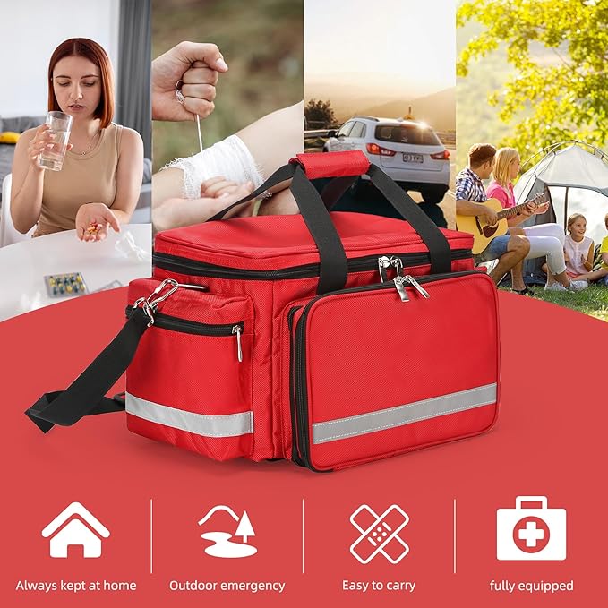 Medical Bag Empty First Aid Bag Home Health Nurse Bag Empty First Aid Storage Bag with Detachable Divider Medical Supplies Emergency Responder Trauma Bag for Nursing Student,Therapist,Doctors