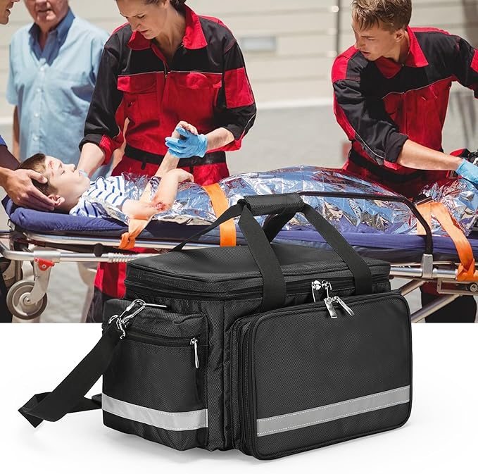 Medical Bag Empty Emergency Bag First Responder Bag First Aid Bag Home Health Empty First Aid Storage Bag with Detachable Divider Medical Supplies Bag Emergency Responder Trauma Bag