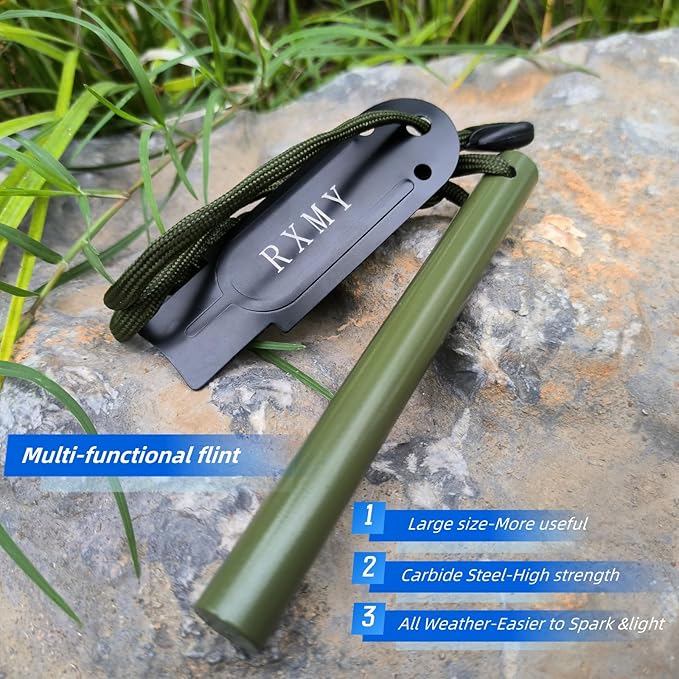 RXMY Fire Starter Survival Tool 5 Inch,Ferro Rod Flint Fire Starter,A Kit for Wilderness Survival.5(Long) x 1/2"(Diameter)