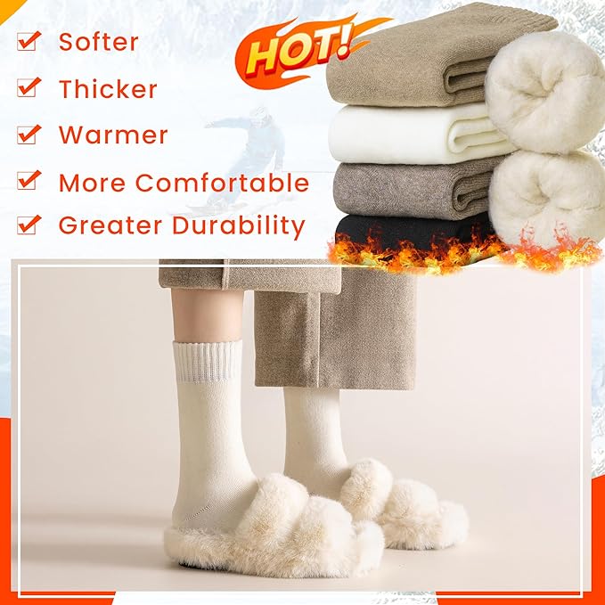 Velice Winter Warm Thermal Socks for Women Extra Thick Insulated Heated Crew Boot Socks for Cold Weather 5 Pairs