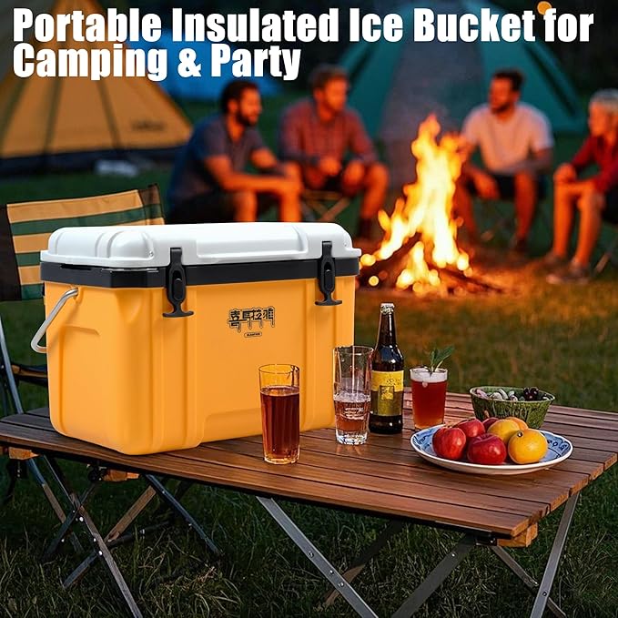 Himalaya 27 Quart 20 Quart Hard Camping Cooler，Ultra-Light Insulated Rotomolded Ice Cooler, Ice Retention with Ice，Portable Ice Chest Box with Handle for Drink Travel Beach Fishing Outdoor