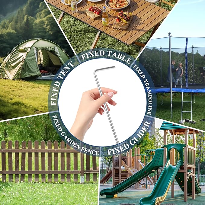 LANIAKEA 100PCS Tent Stakes Metal 8.26in Heavy Duty Ground Stake Fence Hooks Garden Edging Fence Hooks for Pitching Camping Tent Inflatables Outdoor Decorations