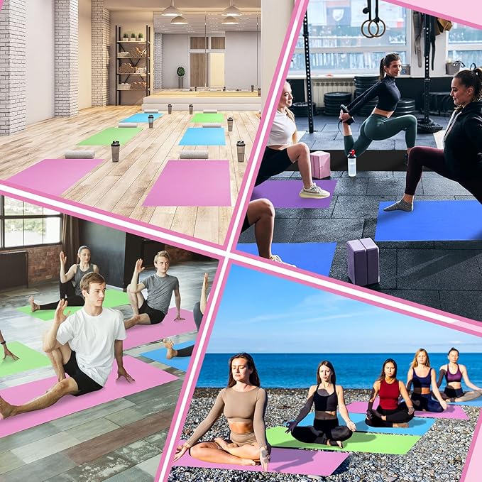 Amylove 12 Pieces Yoga Mats Bulk 68x24x0.12 Inch Exercise Non Slip Fitness Workout Mats for Women Men Home Workout Gym Yoga