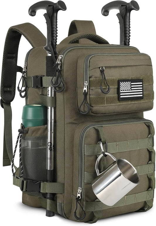25L Tactical Bag Backpack for Men, Heavy Duty Military Backpack Molle Army Large Rucasack, Laptop Backpack Travel (Green)