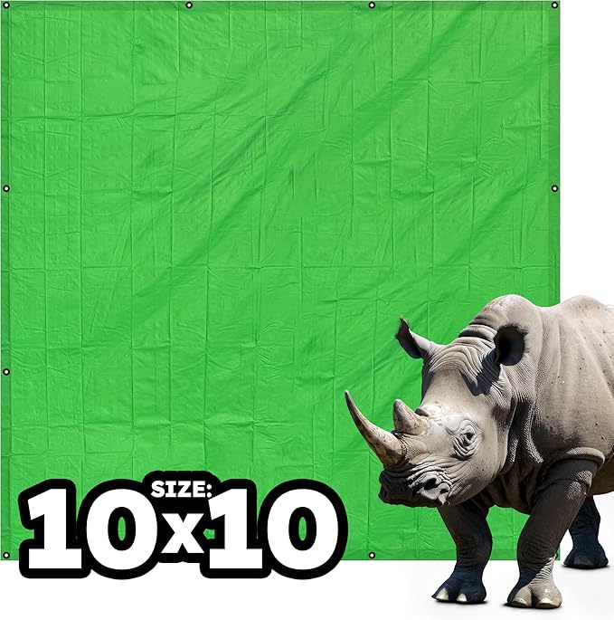 RENEGADE Industrial Tarp 10x10 ft Green – Heavy Duty, Waterproof, UV-Resistant, PFAS-Free – Square Tarpaulin for Campsites, Roofing, Construction & Outdoor Shelter