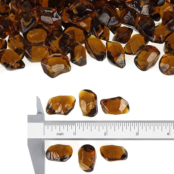 Stanbroil 10-Pound Fire Glass - 1/2 inch Polygon Fire Glass for Fireplace Fire Pit and Landscaping, Amber