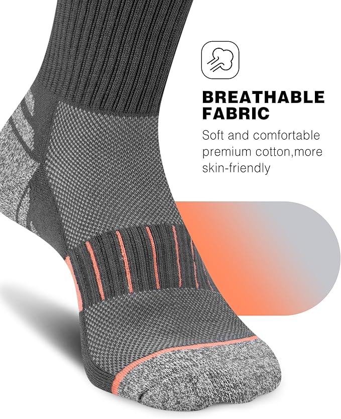 Crew Socks for Women,Athletic Hiking Running Compression Socks with Cushioned Support 3-6 Pairs