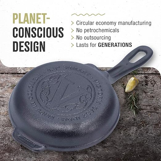 Victoria 4-Inch Cast Iron Skillet, Pre-Seasoned Cast Iron Frying Pan with Long Handle, Made in Colombia