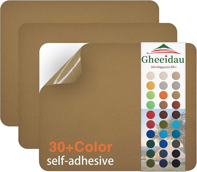 Canvas Repair Patch 9×11 Inch 3Pcs Waterproof Self-Adhesive Fabric Repair Patch for Tents,Boat Cover,Pop Up Canopy,Patio,Bags,Car Seats,Sofas,Furniture Cover(Camel)