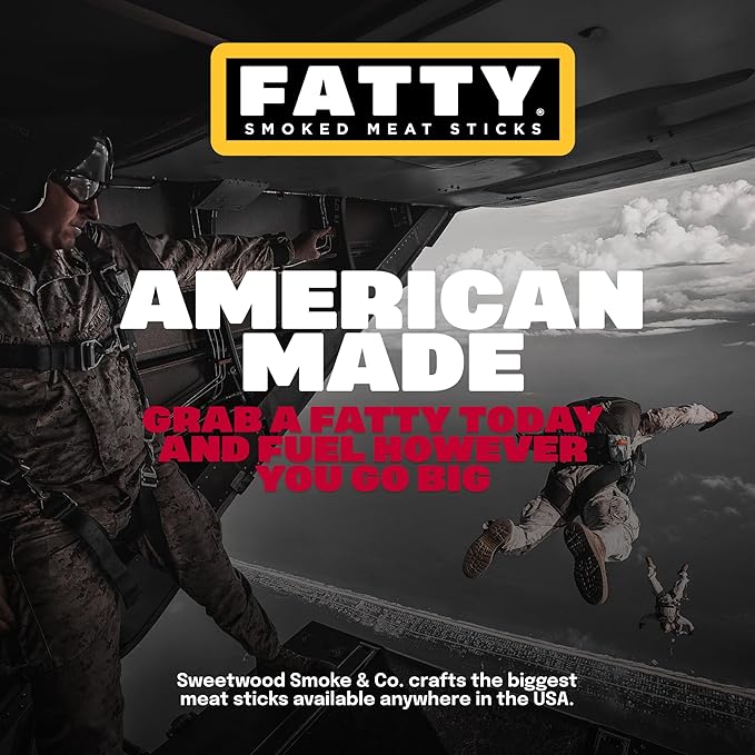 FATTY Meat Sticks, Made with Grass Fed Beef, Pork Raised Without Antibiotics, 11g Protein Per Stick, Honey BBQ, 2 oz. (Pack of 5)
