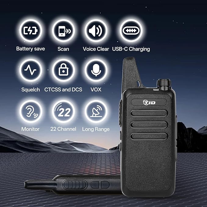 TIDRADIO TD-M8s Walkie Talkies Rechargeable, Long Range Two Way Radio, 2 Way Radio for Adults, Mini Portable for Business Commercial Work School Church Restaurant (20 Pack)