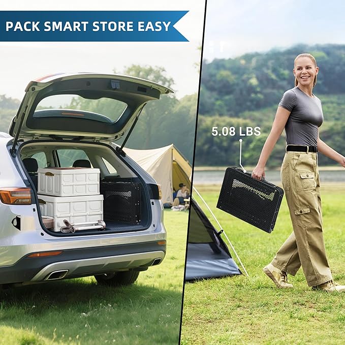 LOFTEY Small Folding Grill Table, Portable Picnic Table for Camping Outdoor Cooking BBQ, 3 Heights Adjustable Grill Stand with Mesh Bag, Easy for Storage, 23.6" L* 15.75" W * 27.7" H, Black