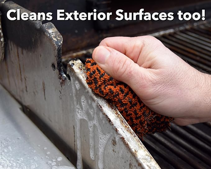 Q-Swiper 2-Minute Miracle Grill & Grate Cleaner | Fast-Acting and Non-Toxic | Cleans and degreases BBQ and Oven cooking grates, racks and walls | Use on Exterior too | Includes Scrub Clean Cloth