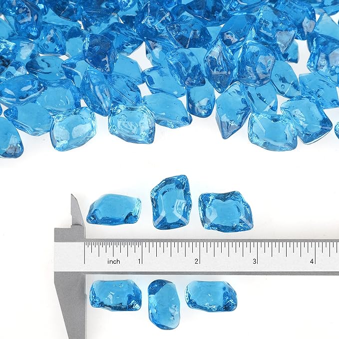 Stanbroil 10-Pound Fire Glass - 1/2 inch Polygon Fire Glass for Fireplace Fire Pit and Landscaping, Aqua Blue
