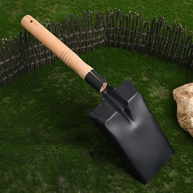 Fireplace Ash Shovel Small Iron Shovel with Wooden Handle Small Garden Mini Digging Soil Dig Spade for Fire Stove Fireplace Trowel Ash Sweep